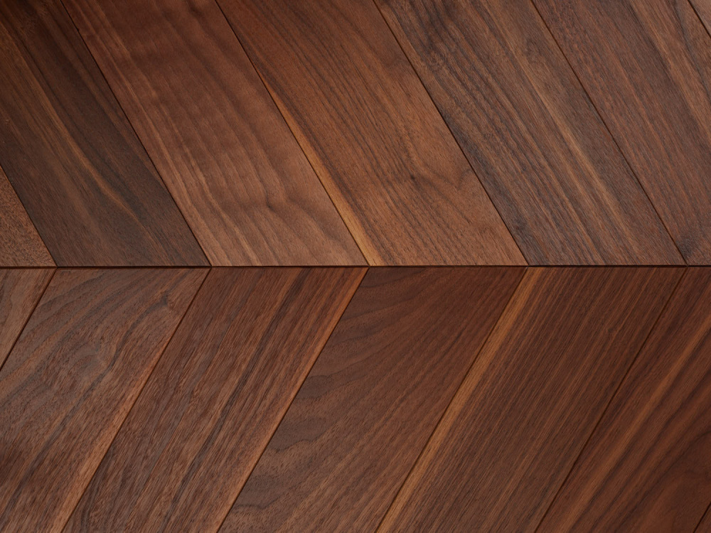 Инженерная доска Bassano Parquet Американский орех Chevron французская елочка Коллекция Natural  500-700х90-120х14мм